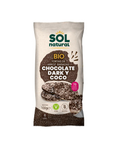 Tortitas de arroz chocolate dark y coco s/g bio 100g Sol Natural